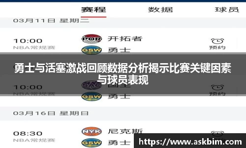 勇士与活塞激战回顾数据分析揭示比赛关键因素与球员表现